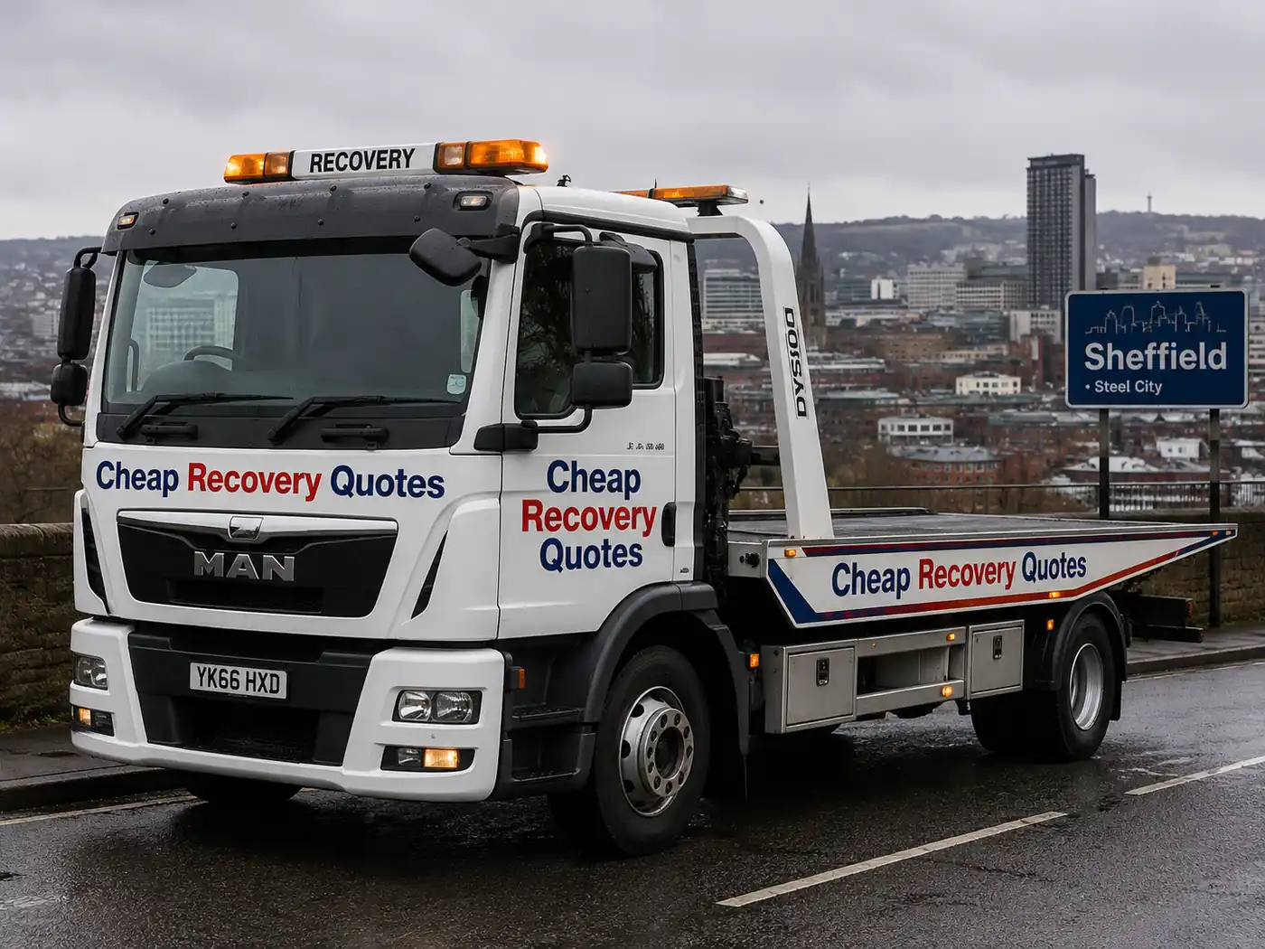 Cheap Recovery Quotes vehicle recovery truck in Sheffield