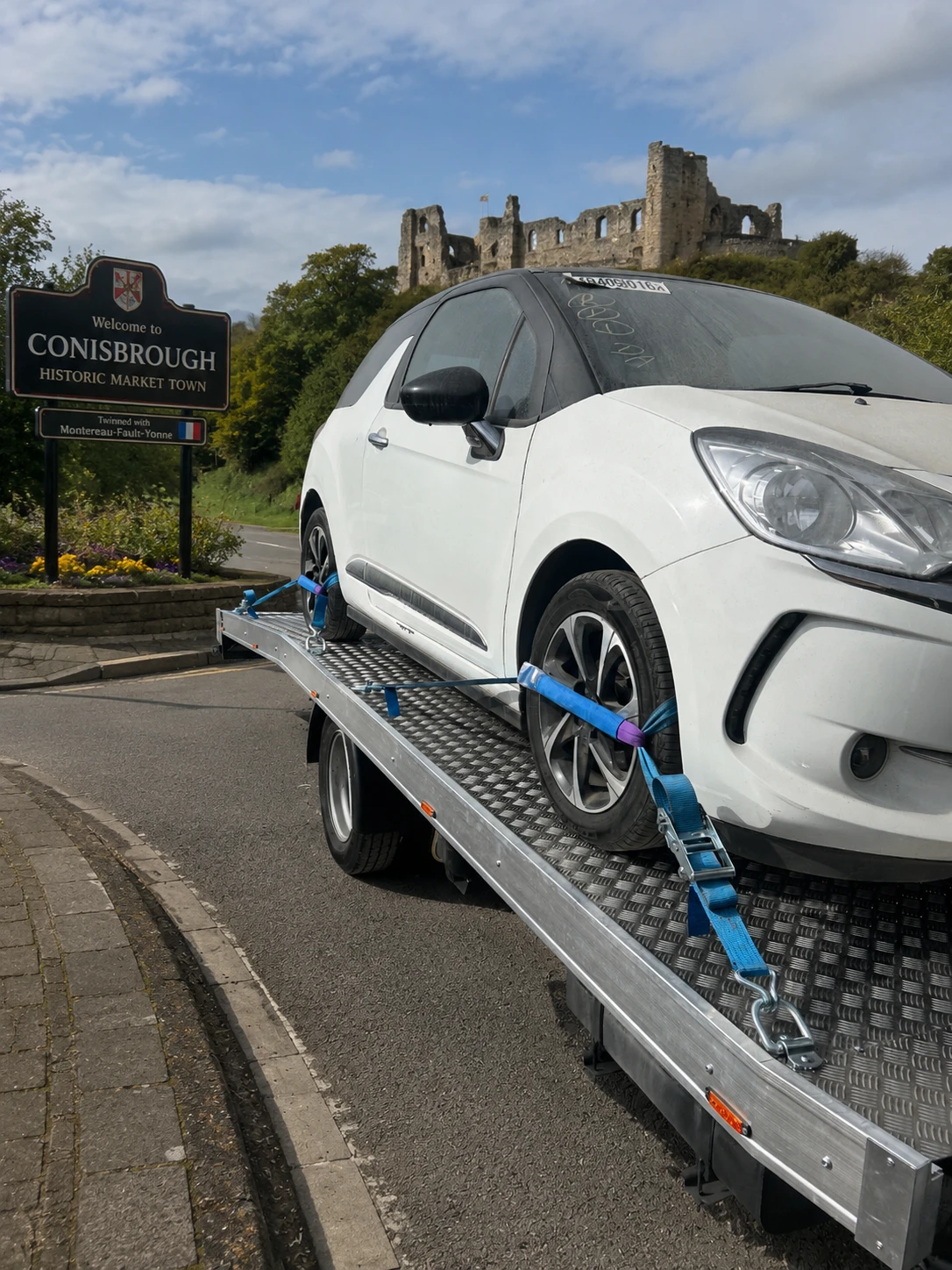 Car recovery Conisbrough with recovery truck near Conisbrough Castle